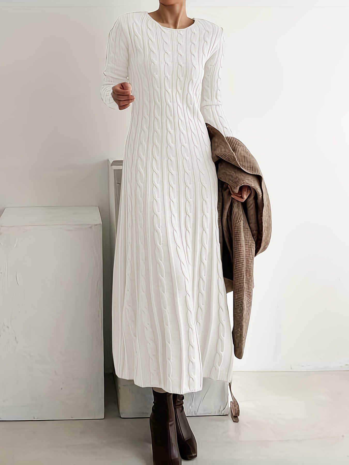 Elowen | Elegant Cable-Knit Maxi Dress