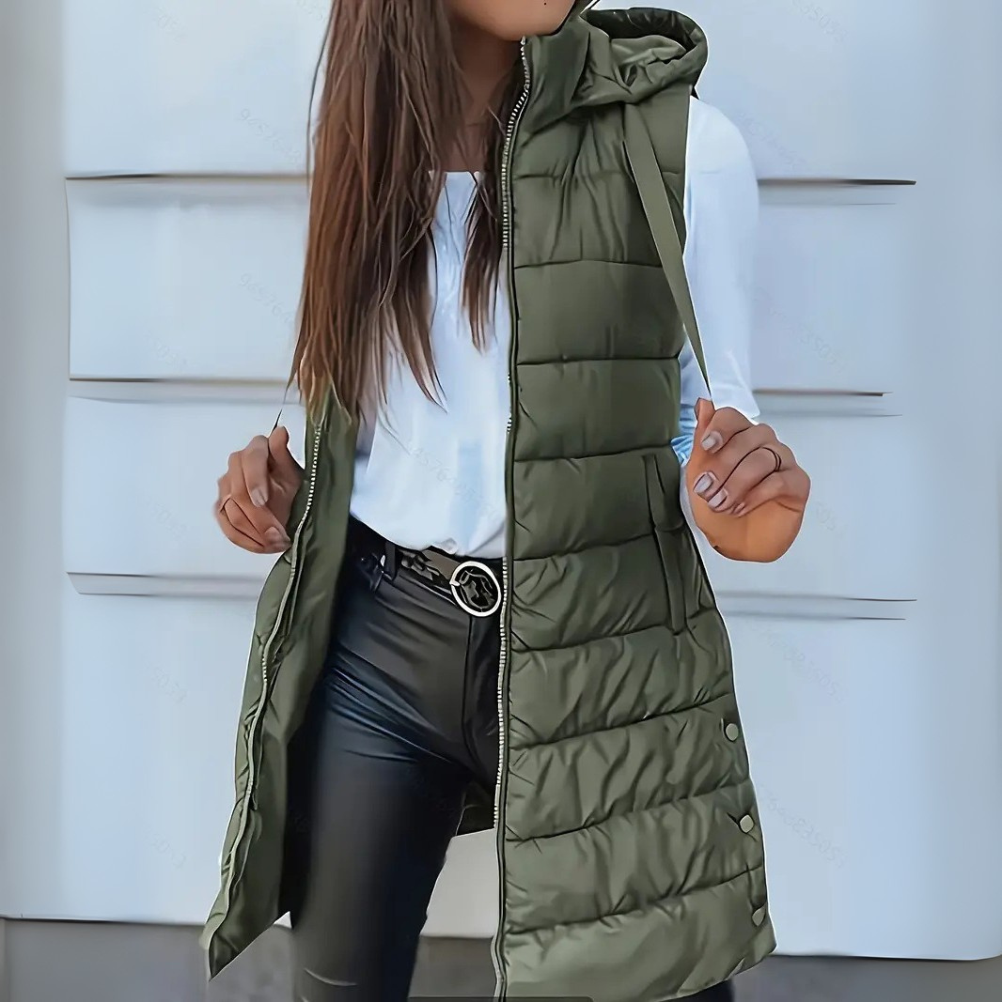 Rain | Casual Long Hooded Puffer Vest