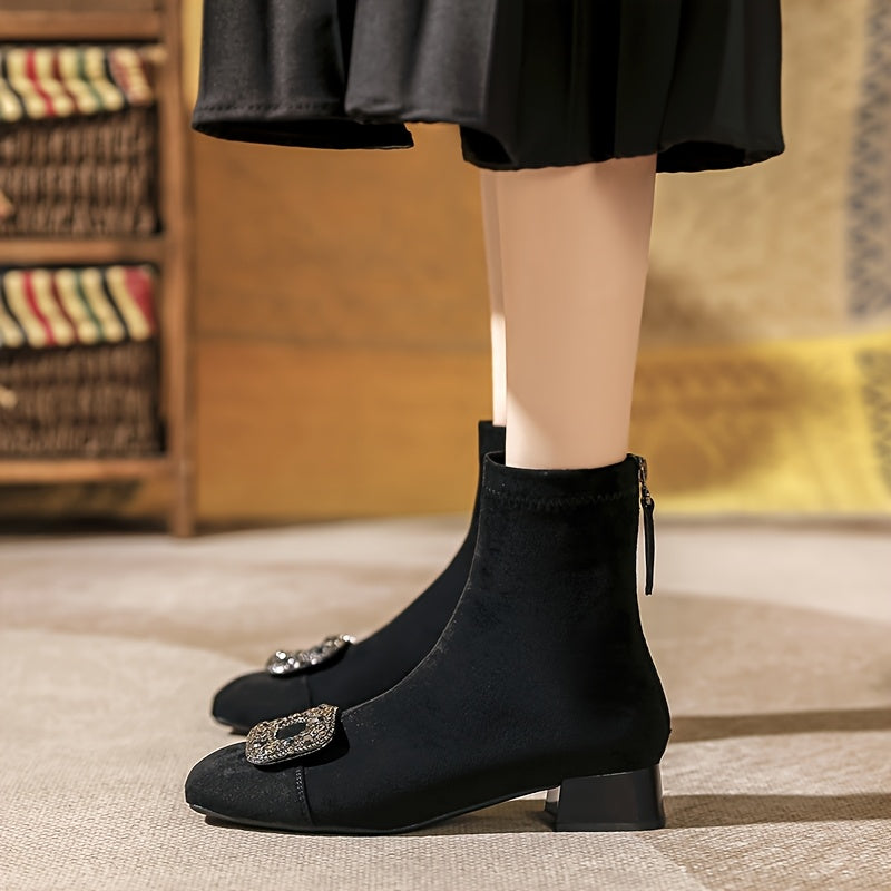 Élodie™ | Crystal-Buckle Ankle Boots