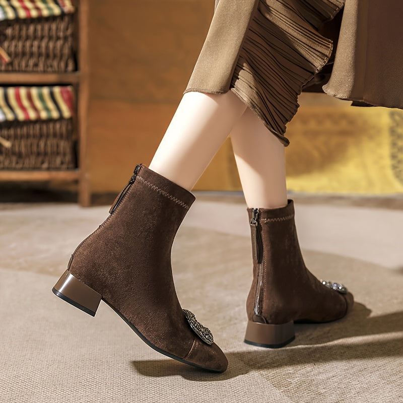 Élodie™ | Crystal-Buckle Ankle Boots