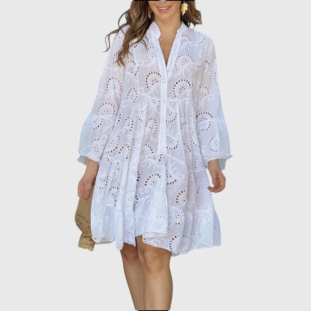 Milou – Embroidered Tiered Mini Dress