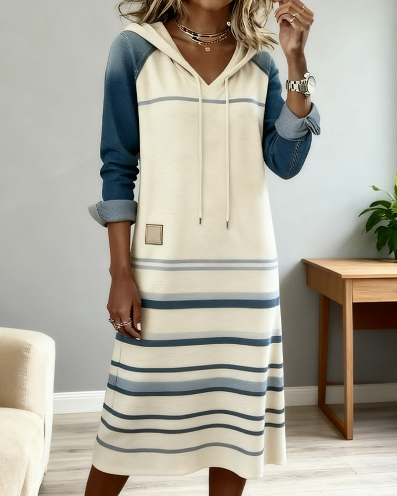 Marise | Striped Knit Hoodie Dress