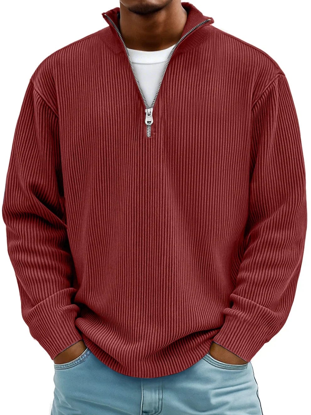 Calix | Premium Ribbed Half-Zip Cotton Sweater