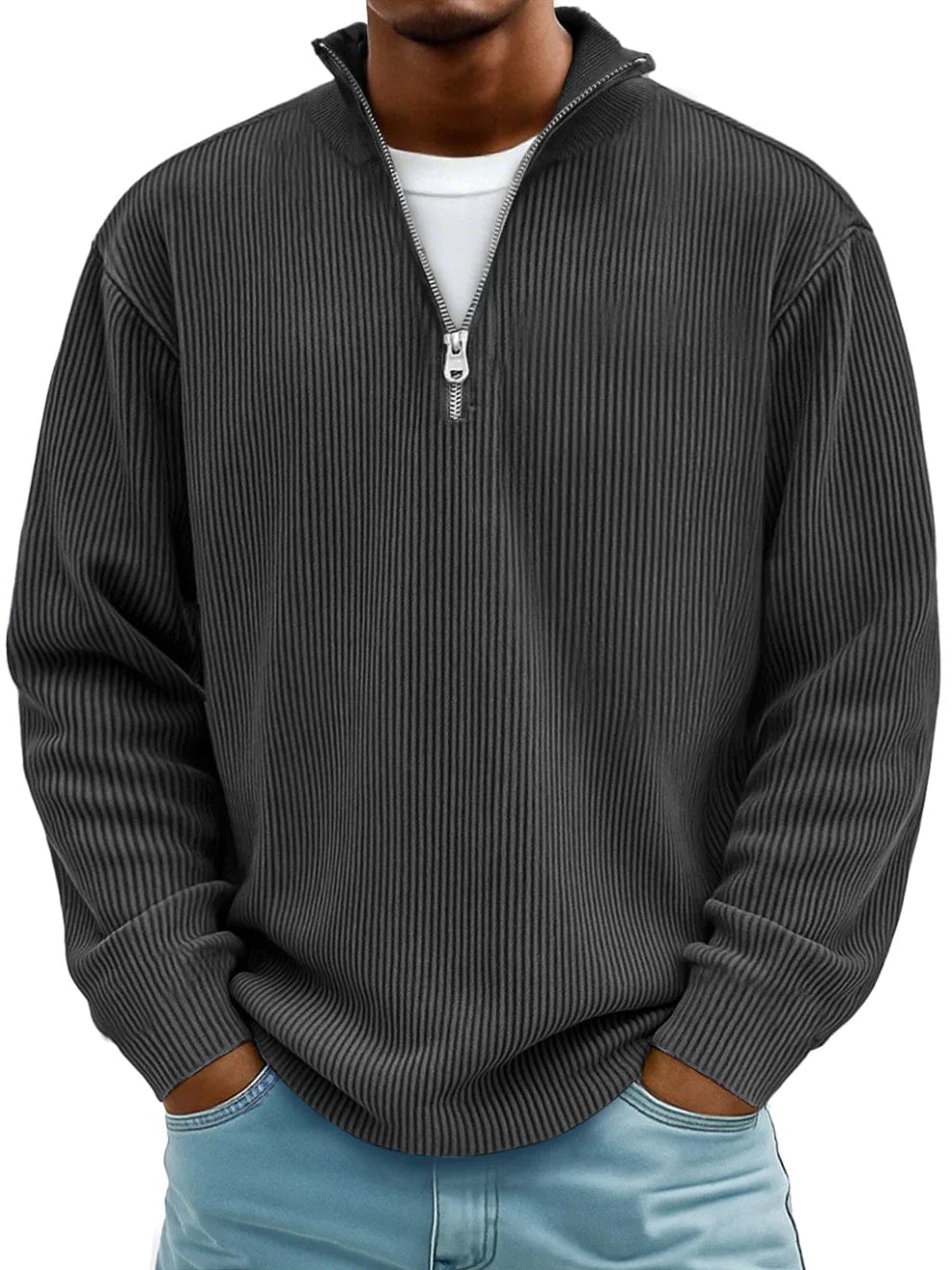Calix | Premium Ribbed Half-Zip Cotton Sweater