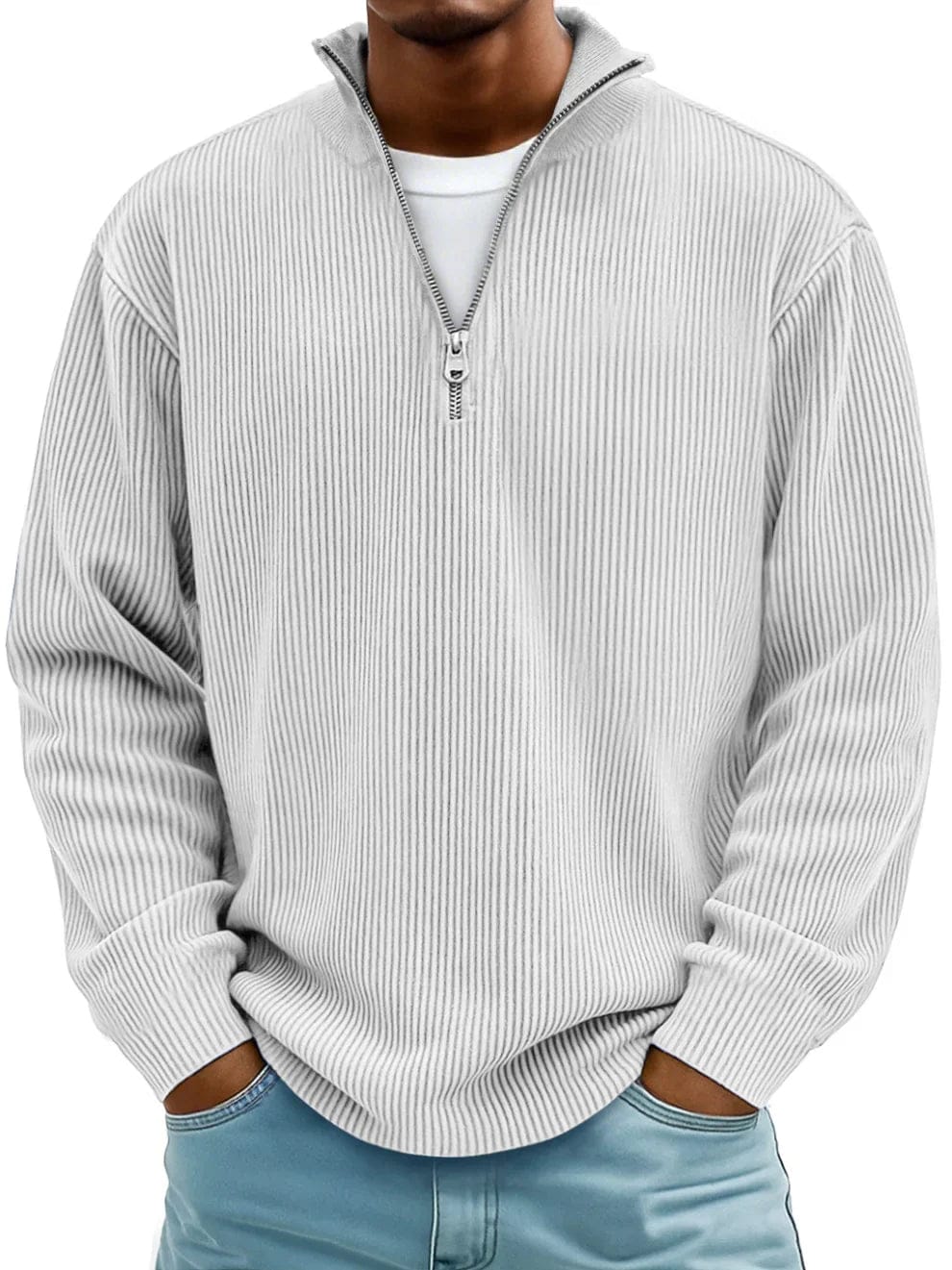 Calix | Premium Ribbed Half-Zip Cotton Sweater