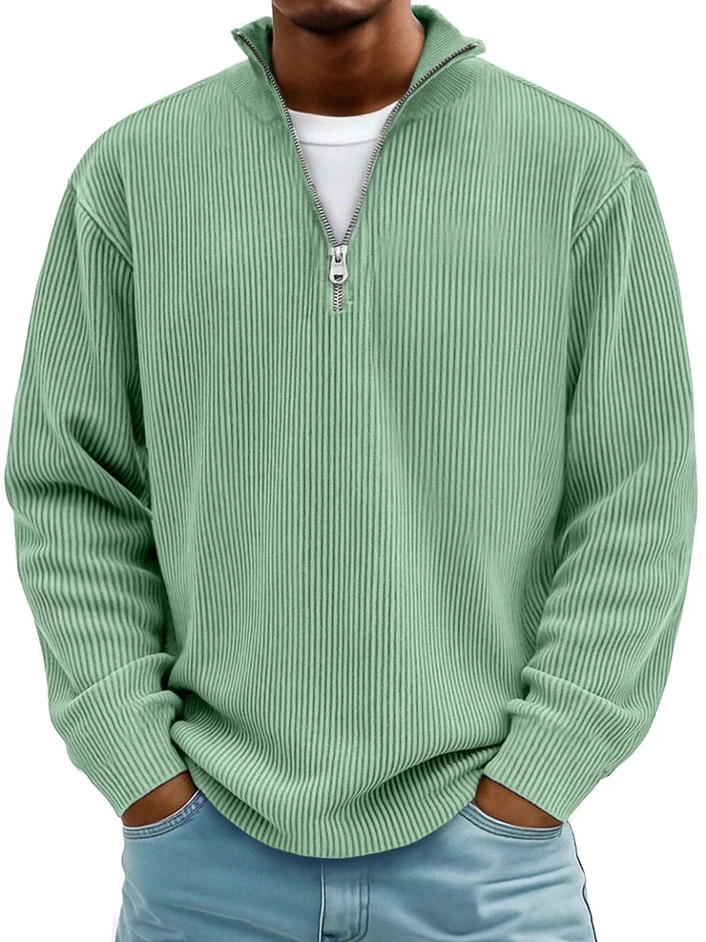 Calix | Premium Ribbed Half-Zip Cotton Sweater