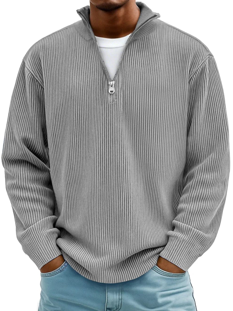 Calix | Premium Ribbed Half-Zip Cotton Sweater
