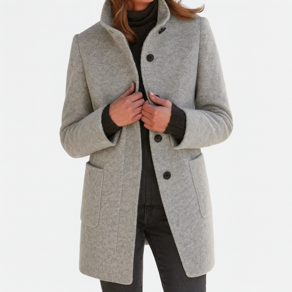 Freya™ | High-Collar Wool Blend Winter Coat