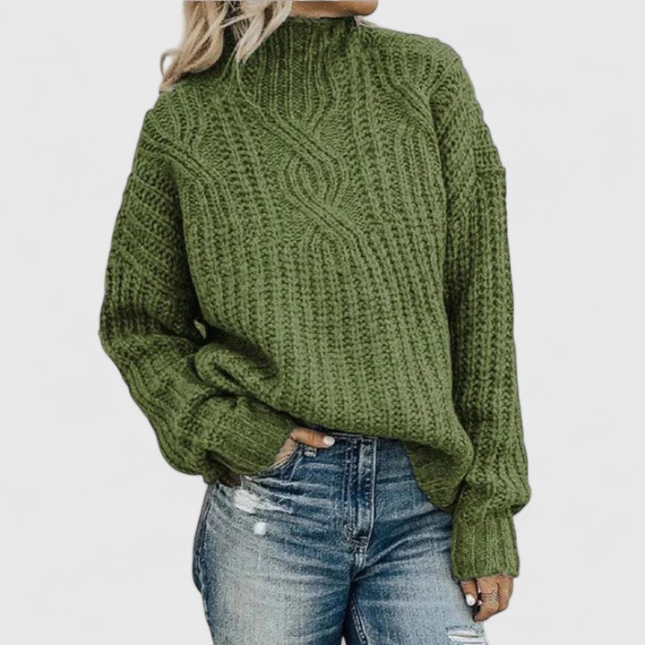 Éliza | Soft Cable-Knit High-Neck Sweater