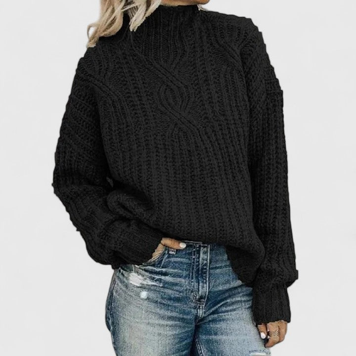 Éliza | Soft Cable-Knit High-Neck Sweater