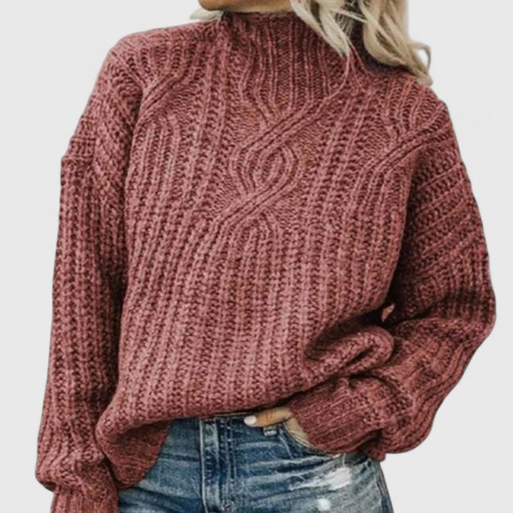 Éliza | Soft Cable-Knit High-Neck Sweater