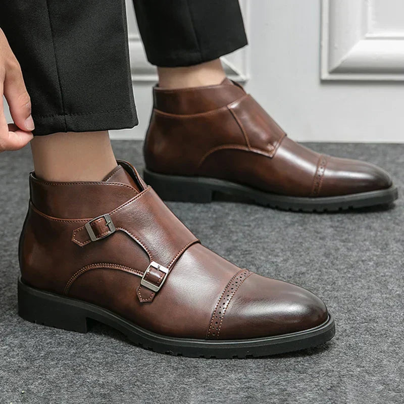 Darell | Double Monk Strap Orthopaedic Leather Boots