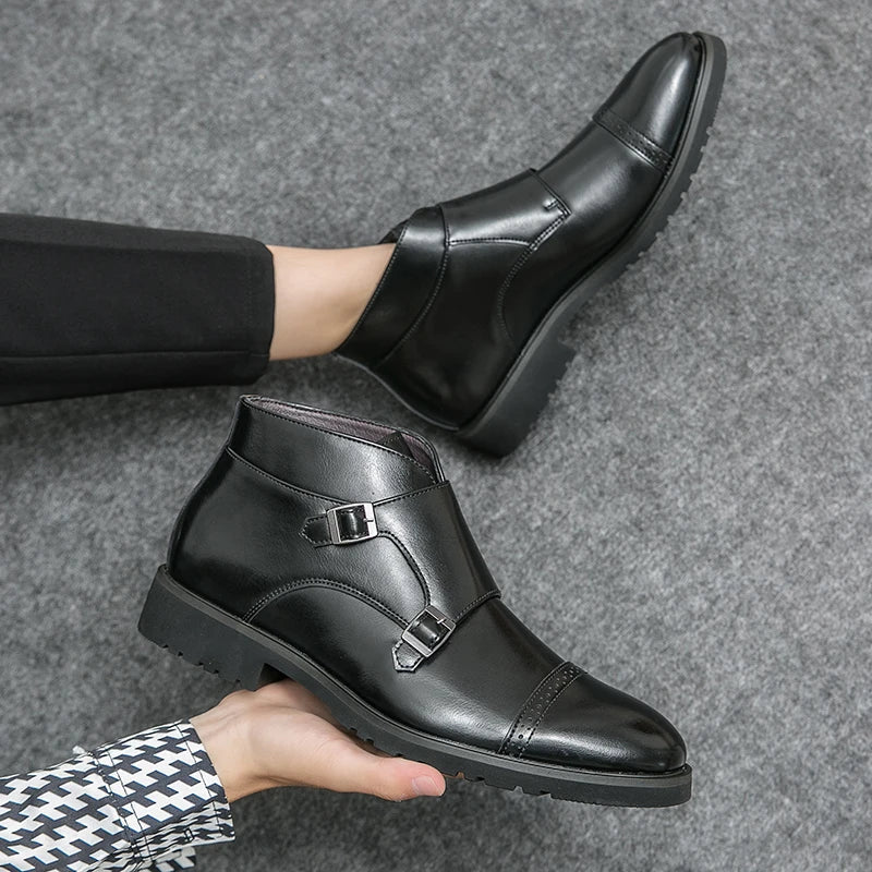 Darell | Double Monk Strap Orthopaedic Leather Boots