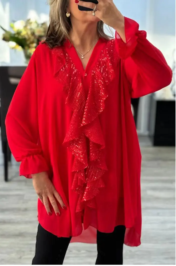 Lunara | Sparkle Ruffle Blouse