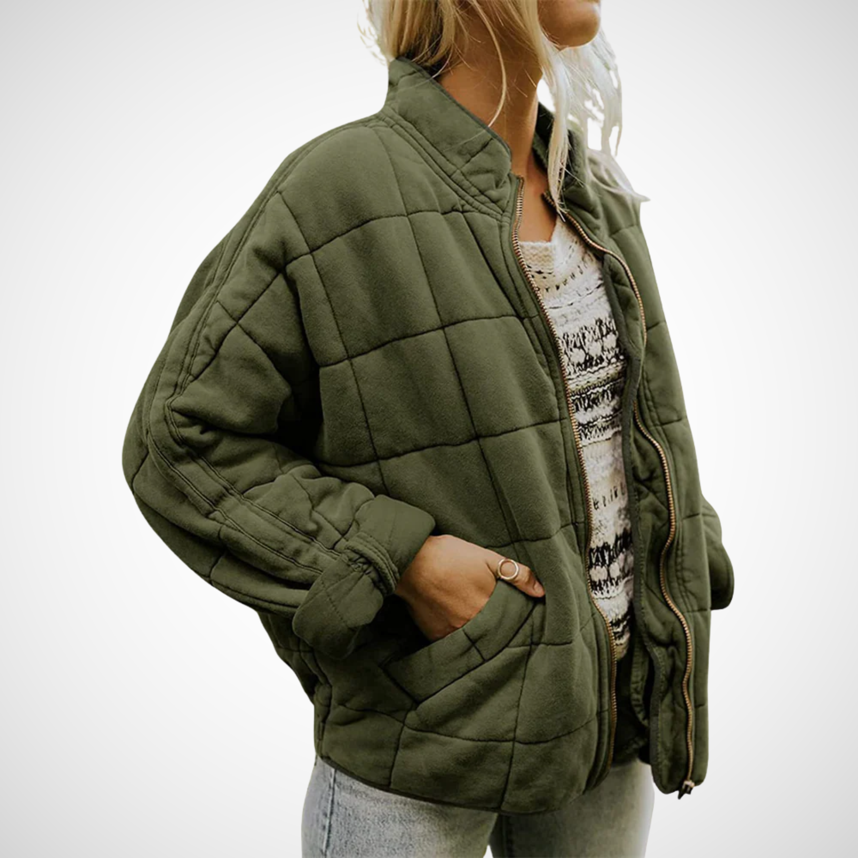 Cadhla – Oversized Quilted Mid-Season Coat
