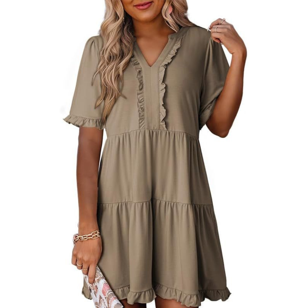 Tess™ - Casual V-Neck Mini Dress