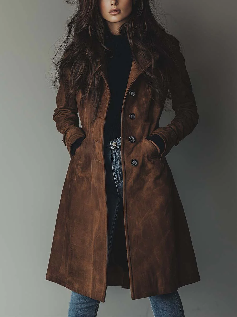 Taylor™ | Luxe Suede Longline Trench Coat