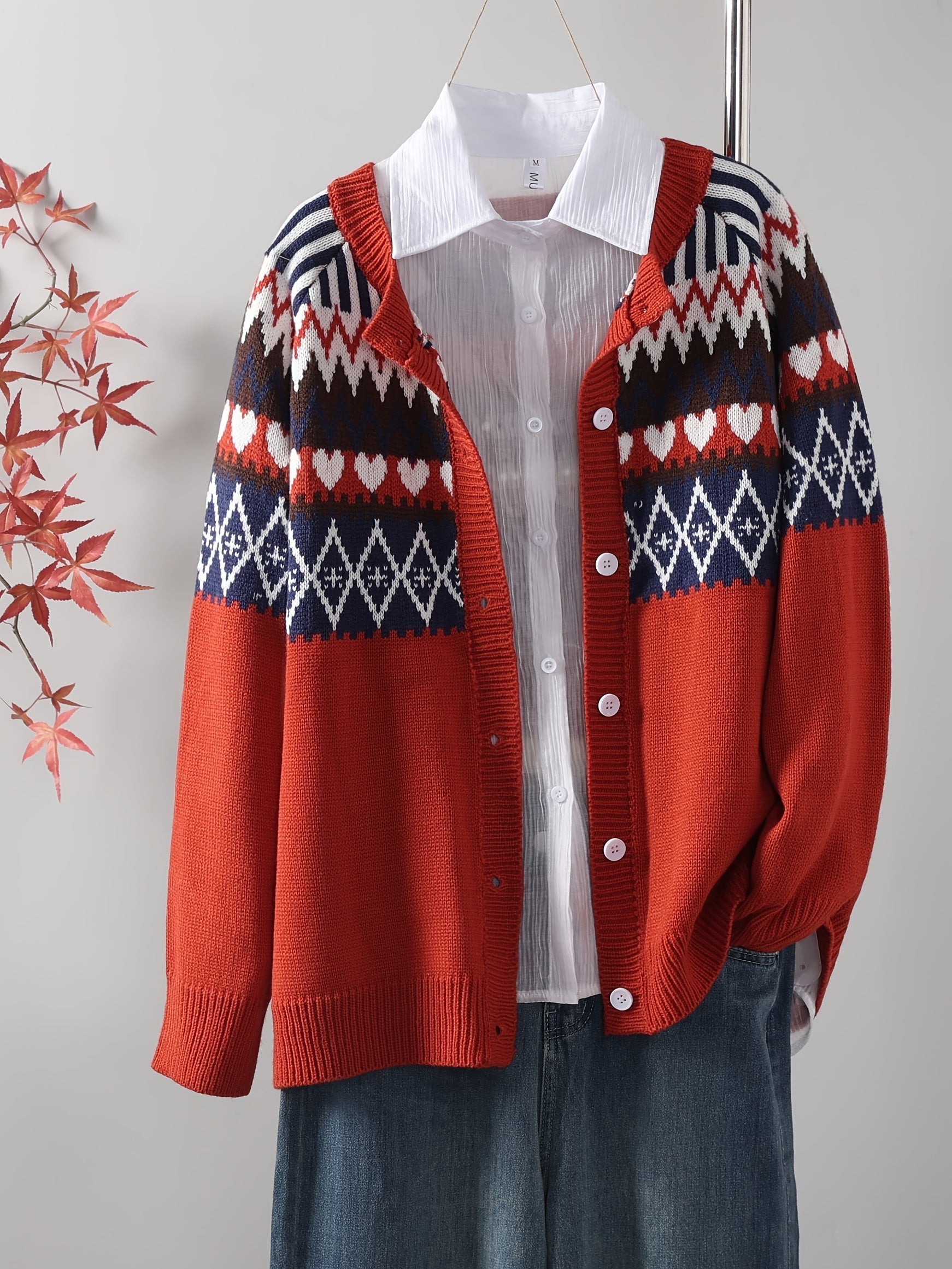 Elle | Classic Knit Cardigan with Pattern