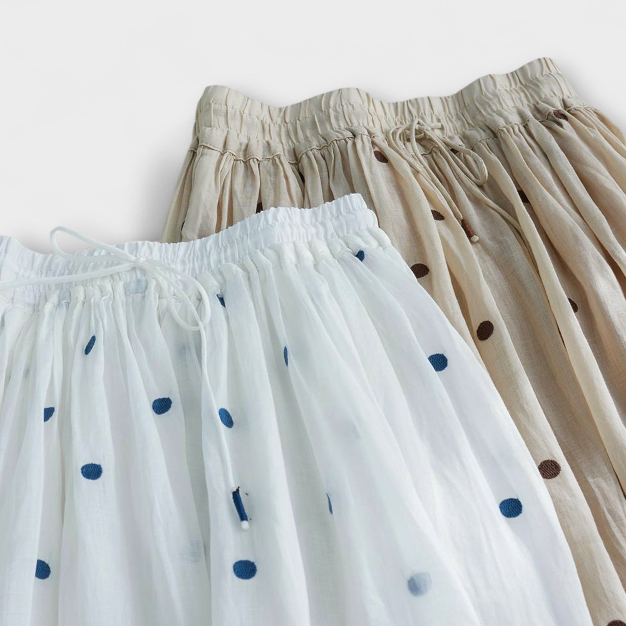 Playful Polka Dot Maxi Skirt Made of Cotton-Linen