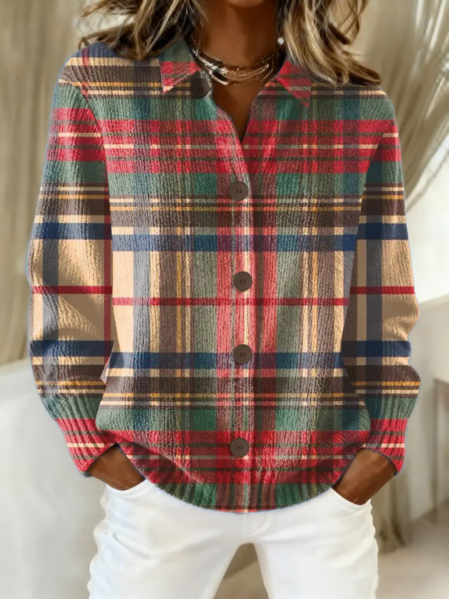 Elowen™ | Classic Winter Plaid Blouse