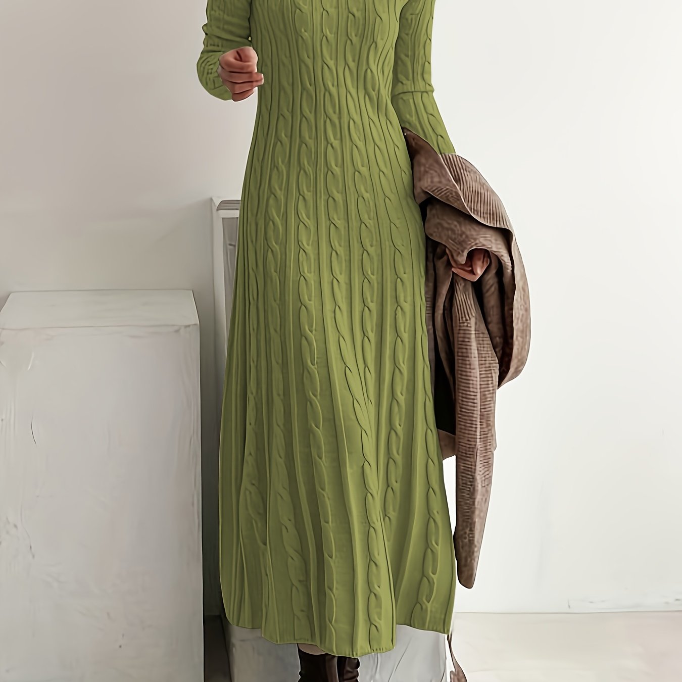 Elowen | Elegant Cable-Knit Maxi Dress