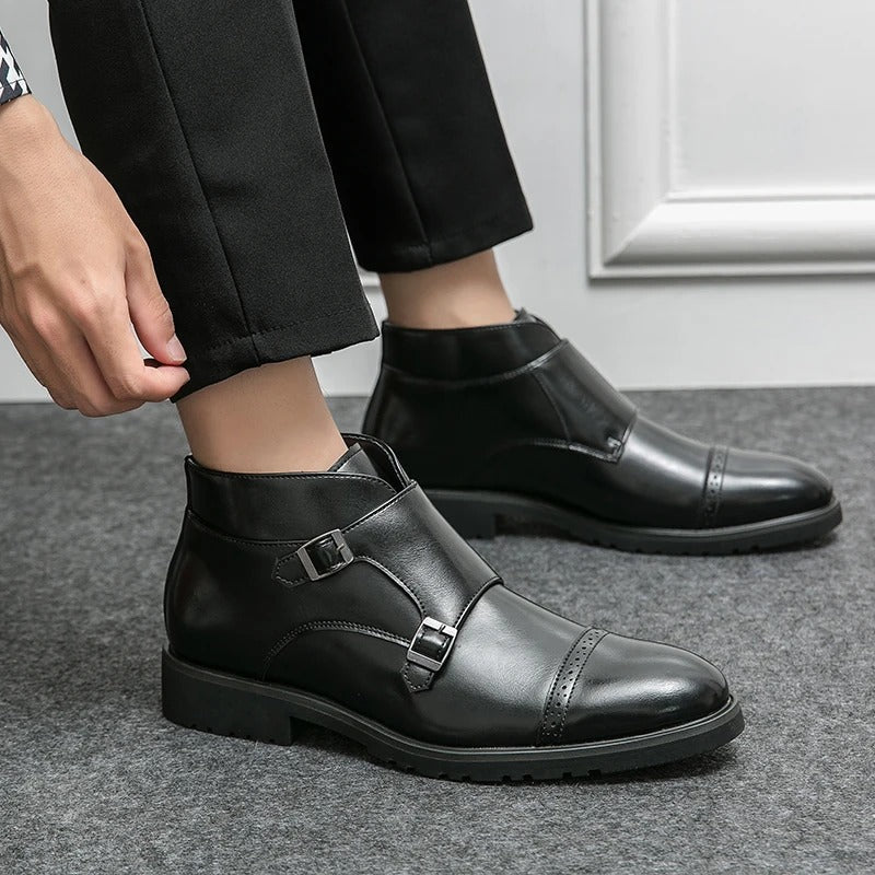Darell | Double Monk Strap Orthopaedic Leather Boots