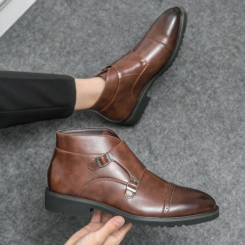 Darell | Double Monk Strap Orthopaedic Leather Boots