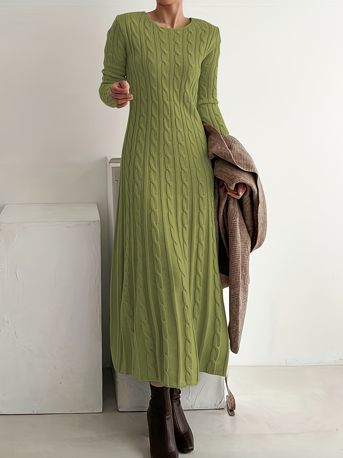 Elowen | Elegant Cable-Knit Maxi Dress