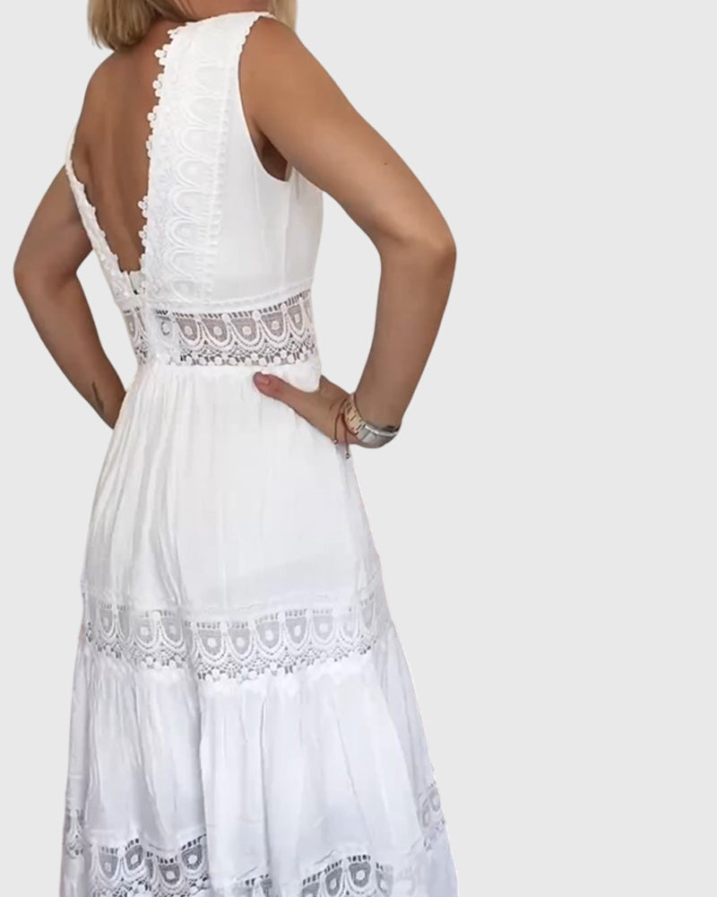 Alexandra - White Plunge Dress