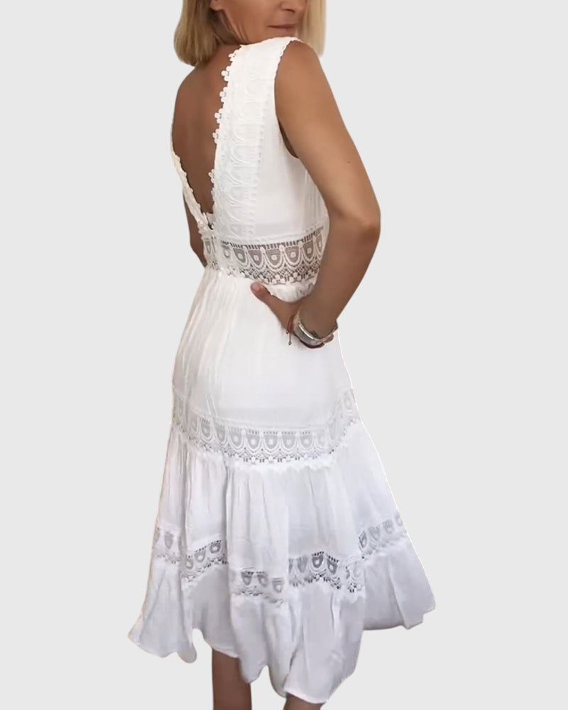 Alexandra - White Plunge Dress