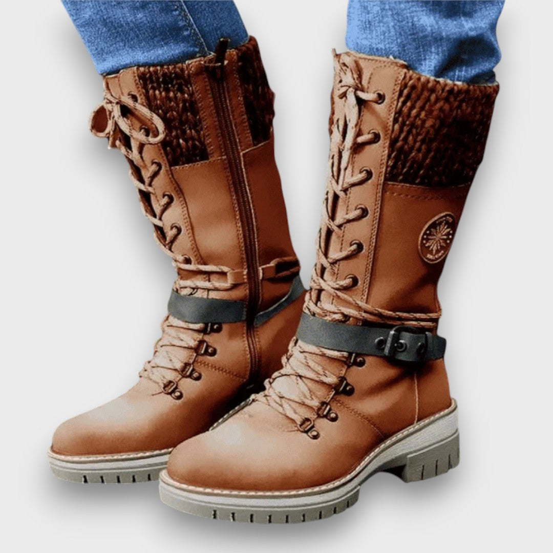 Elvara™ | Knit-Trim Winter Lace Boots