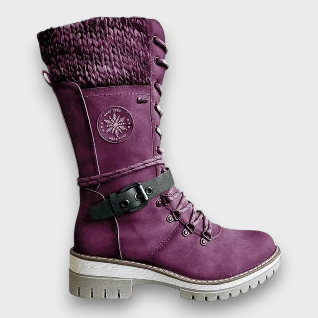 Elvara™ | Knit-Trim Winter Lace Boots
