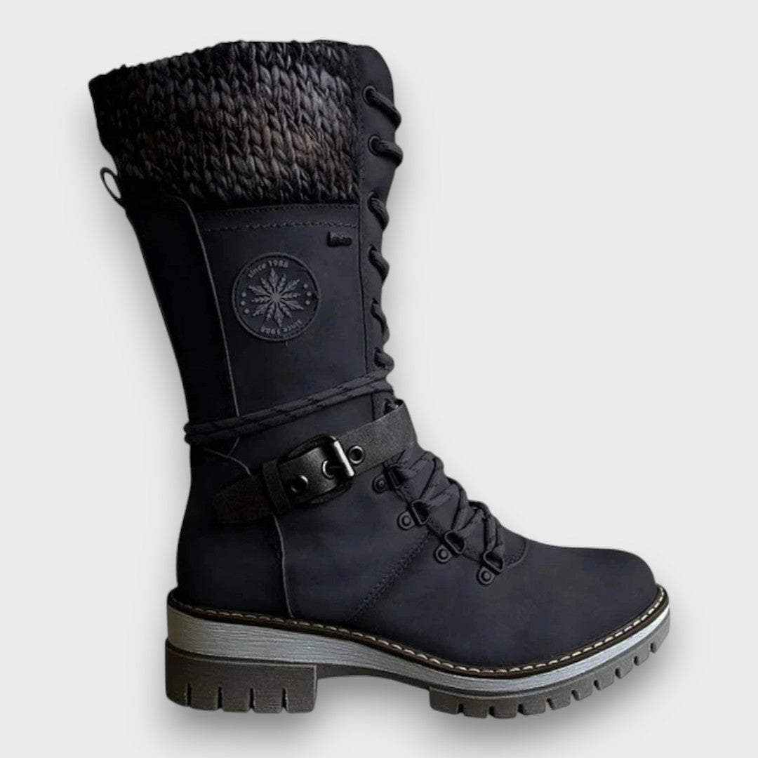 Elvara™ | Knit-Trim Winter Lace Boots