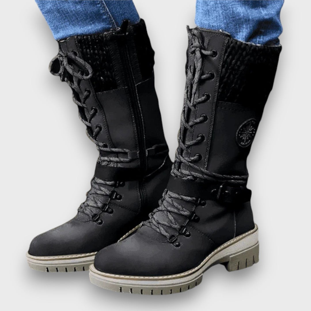 Elvara™ | Knit-Trim Winter Lace Boots