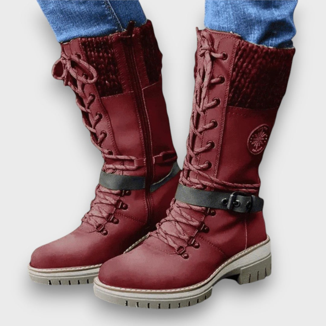 Elvara™ | Knit-Trim Winter Lace Boots